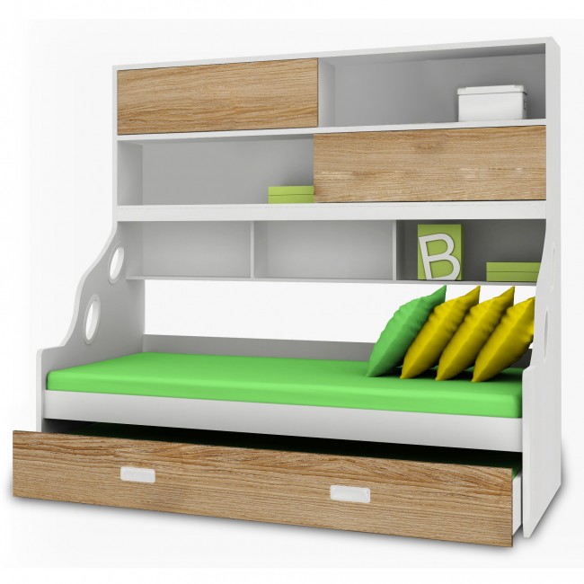 wooden bunk bed